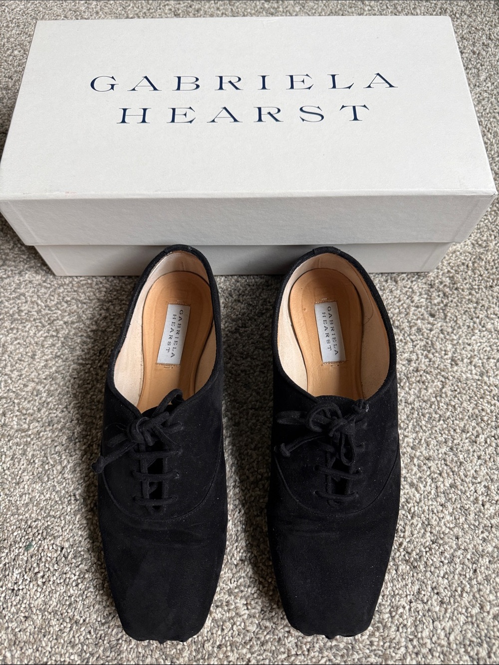 Gabriela Hearst Black Suede Derby Lace-Up Shoes